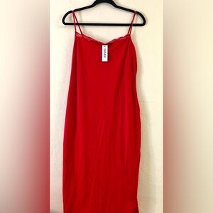 Garage Tianna Lace Trim Maxi Dress XL Red Spaghetti Strap Stretch Minimalist NEW